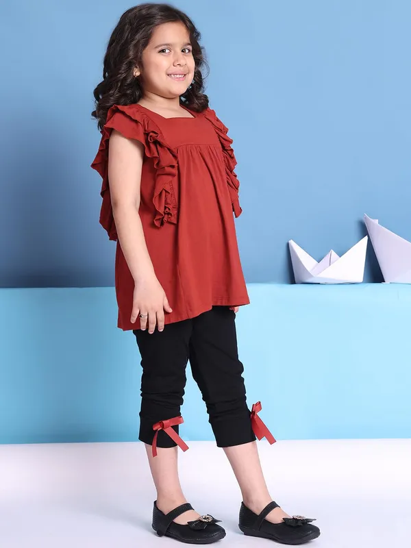 Red_Rayon_Solid_Clothing_Set_For_Kids