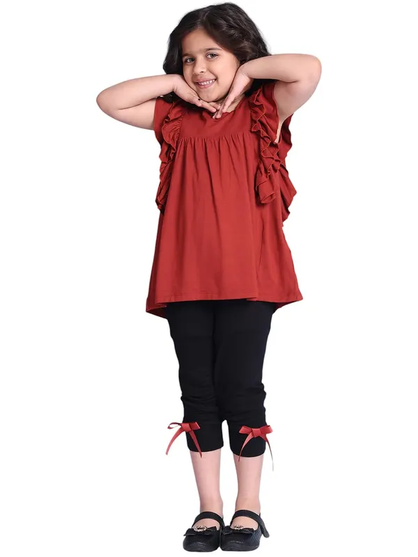 Red_Rayon_Solid_Clothing_Set_For_Kids