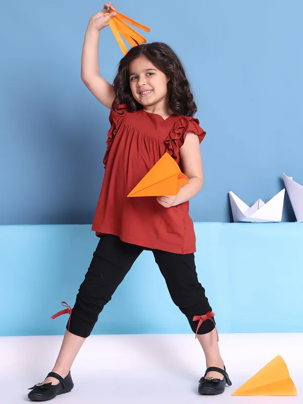 Red_Rayon_Solid_Clothing_Set_For_Kids
