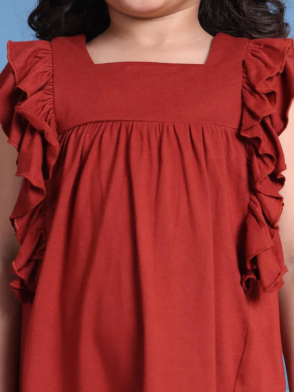 Red_Rayon_Solid_Clothing_Set_For_Kids