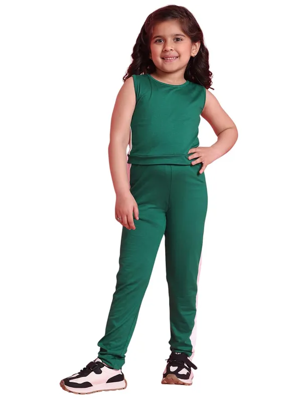 Green_Rayon_Solid_Clothing_Set_For_Kids
