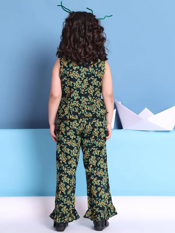 Green_Rayon_Floral_Clothing_Set_For_Kids