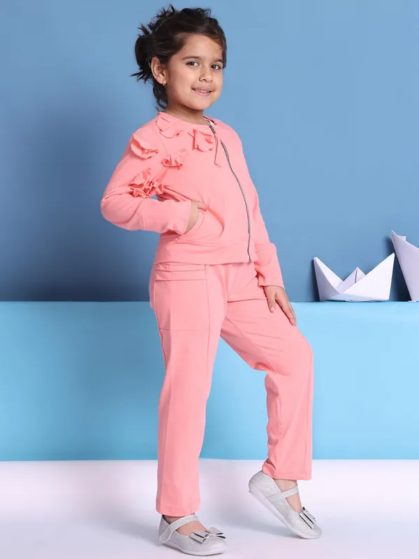 Salmon_Cotton_Solid_Clothing_Set_For_Kids