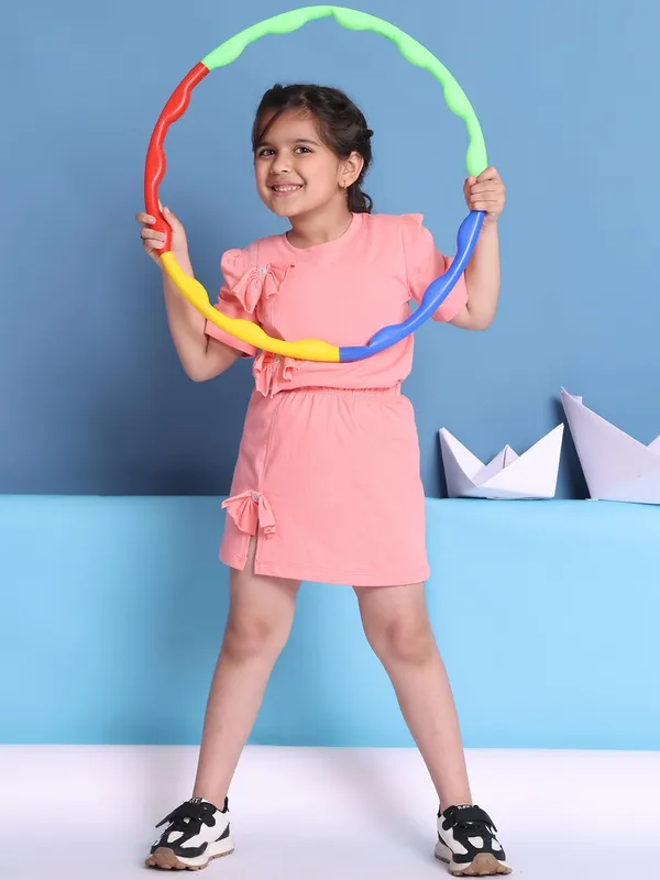 Salmon_Cotton_Solid_Clothing_Set_For_Kids