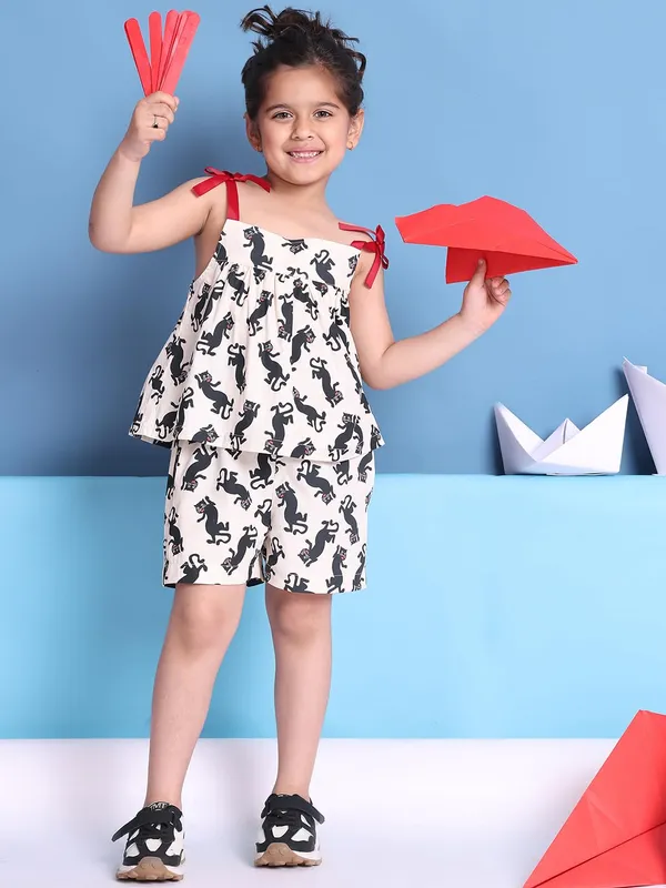 White_Cotton_Animal_Print_Clothing_Set_For_Kids