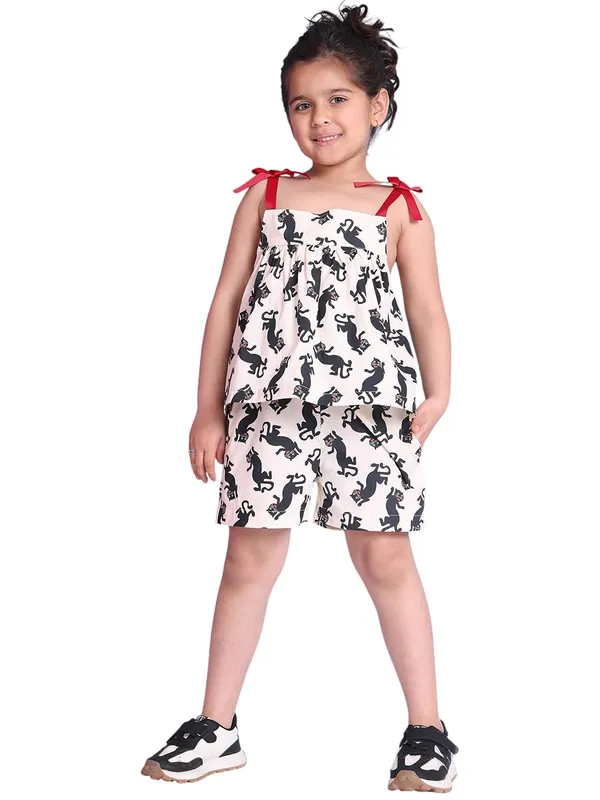 White_Cotton_Animal_Print_Clothing_Set_For_Kids