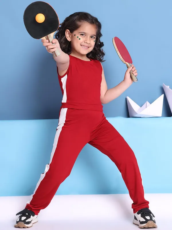 Red_Rayon_Solid_Clothing_Set_For_Kids