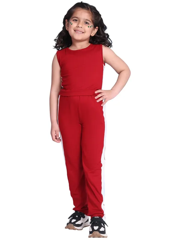 Red_Rayon_Solid_Clothing_Set_For_Kids