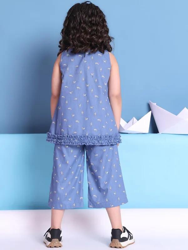 Blue_Rayon_Floral_Clothing_Set_For_Kids