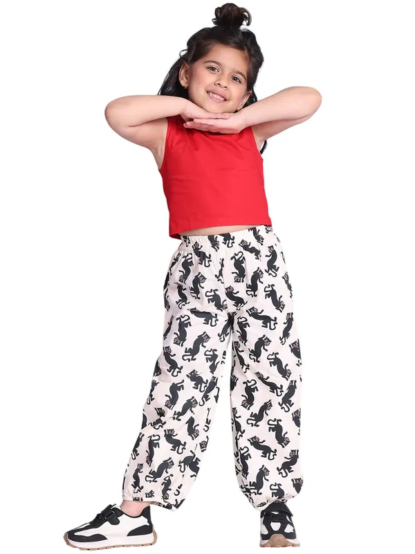Red_And_White_Rayon_Floral_Clothing_Set_For_Kids