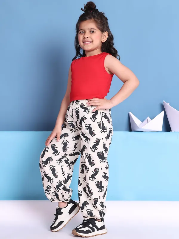 Red_And_White_Rayon_Floral_Clothing_Set_For_Kids