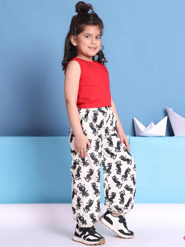 Red_And_White_Rayon_Floral_Clothing_Set_For_Kids