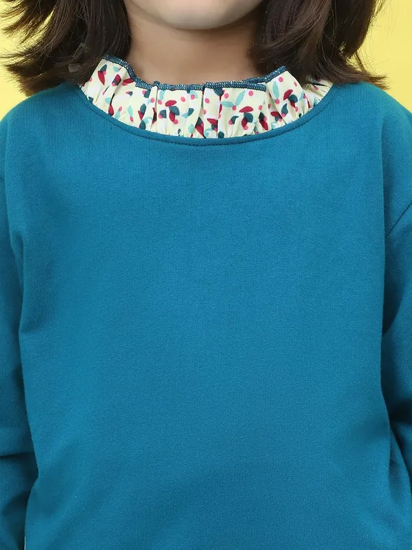 Teal_Cotton_Solid_Clothing_Set_For_Kids