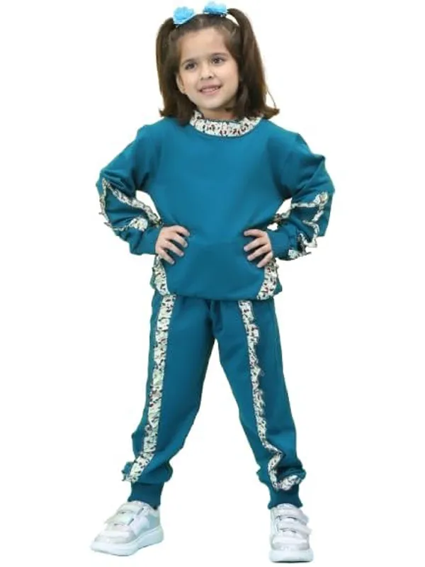 Teal_Cotton_Solid_Clothing_Set_For_Kids