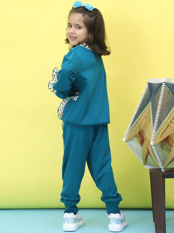 Teal_Cotton_Solid_Clothing_Set_For_Kids