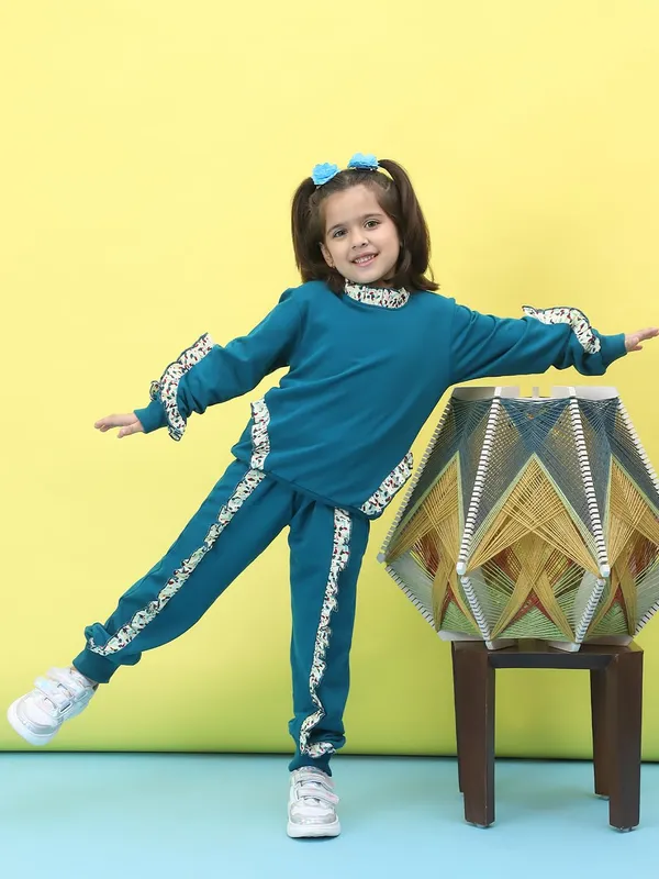 Teal_Cotton_Solid_Clothing_Set_For_Kids