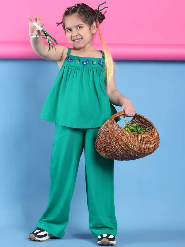 Green_Cotton_Solid_Clothing_Set_For_Kids
