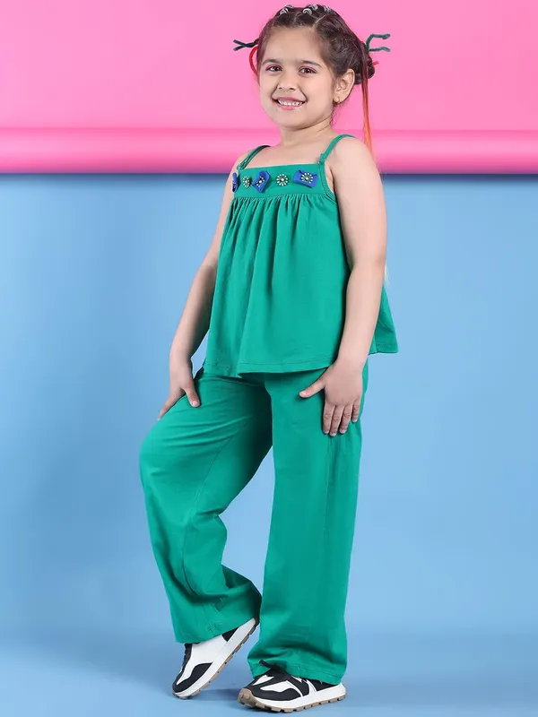 Green_Cotton_Solid_Clothing_Set_For_Kids