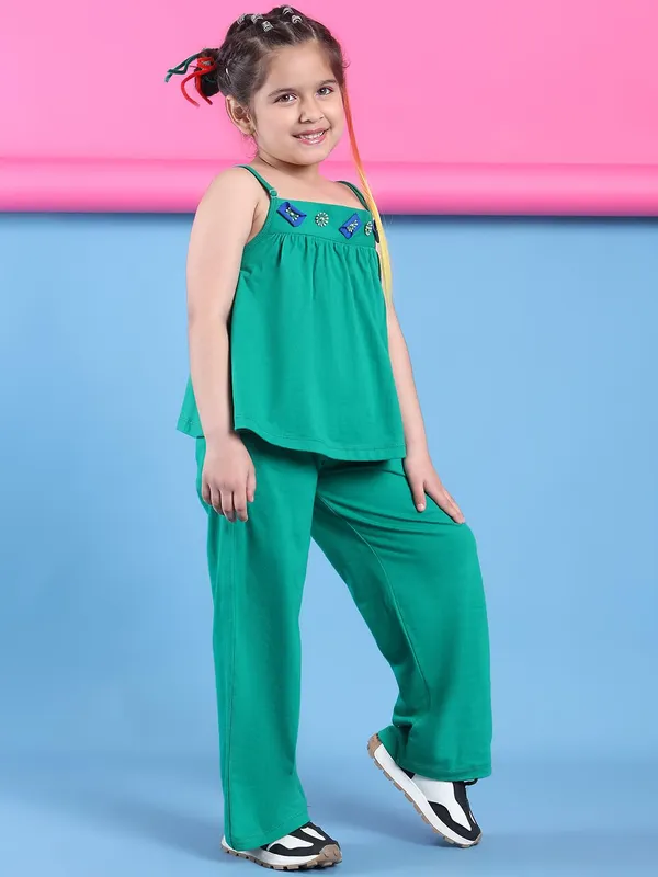 Green_Cotton_Solid_Clothing_Set_For_Kids