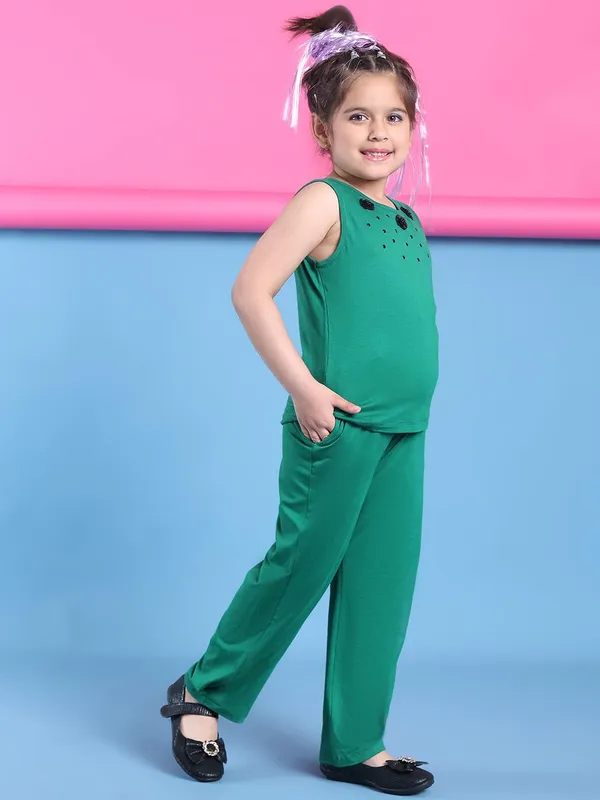Green_Rayon_Solid_Clothing_Set_For_Kids