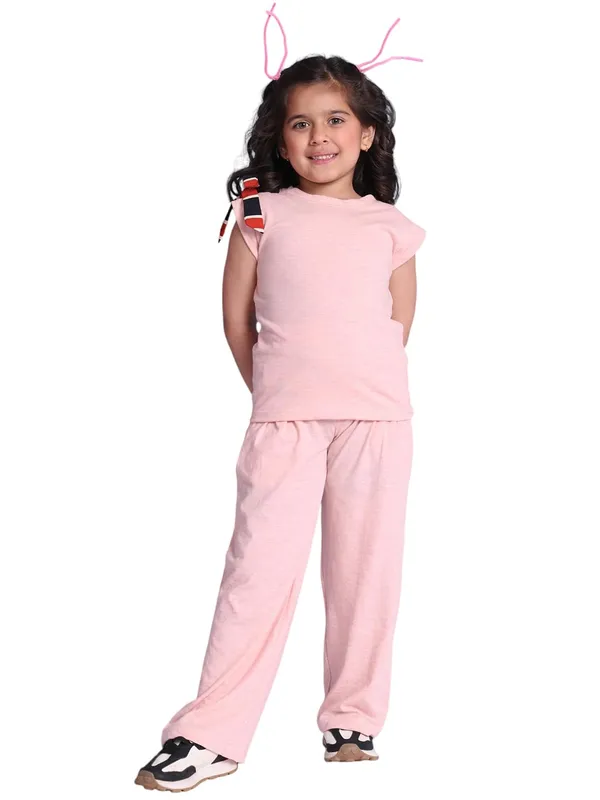Salmon_Cotton_Solid_Clothing_Set_For_Kids