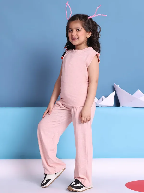 Salmon_Cotton_Solid_Clothing_Set_For_Kids