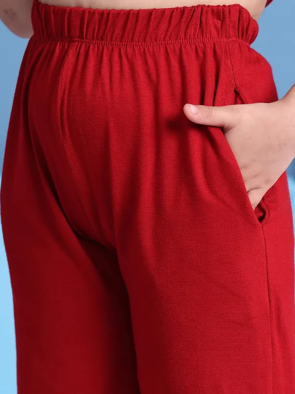 Red_Rayon_Solid_Clothing_Set_For_Kids