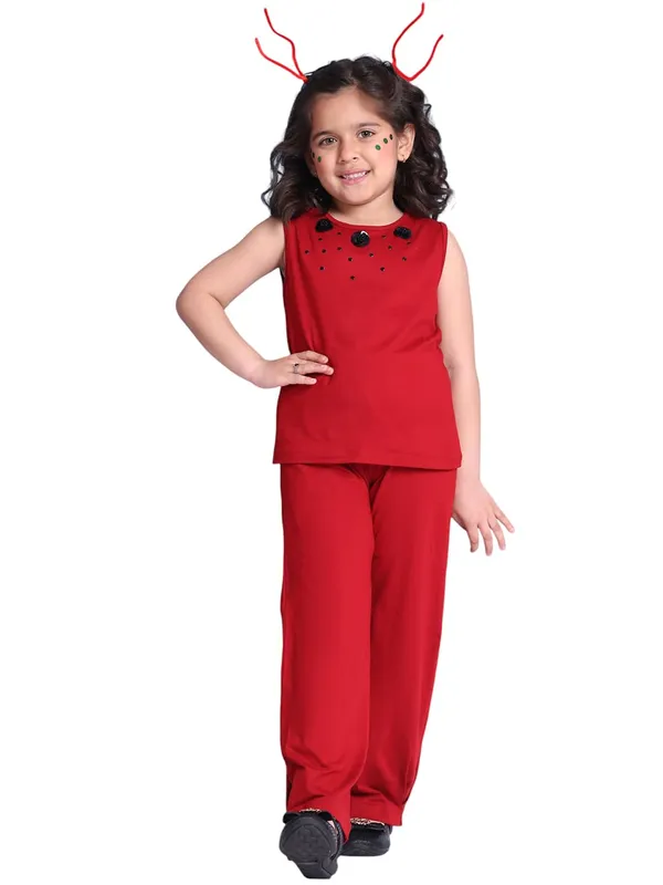 Red_Rayon_Solid_Clothing_Set_For_Kids