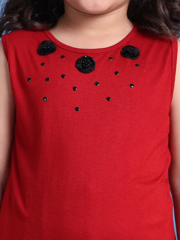 Red_Rayon_Solid_Clothing_Set_For_Kids