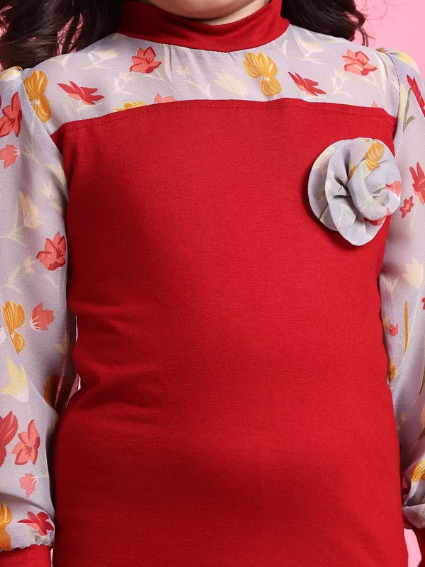 Red_Rayon_Solid_Dress_For_Kids