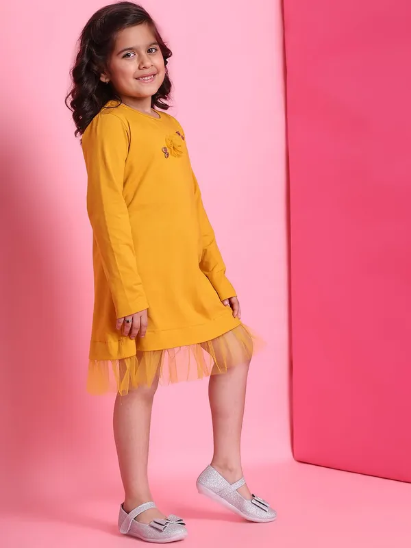Yellow_Cotton_Solid_Dress_For_Kids