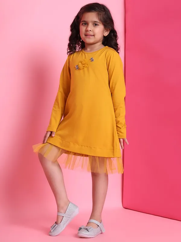 Yellow_Cotton_Solid_Dress_For_Kids