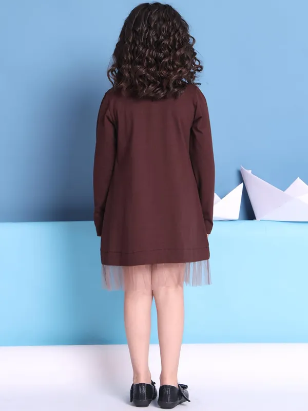 Brown_Cotton_Solid_Dress_For_Kids