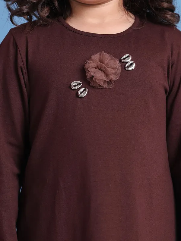 Brown_Cotton_Solid_Dress_For_Kids