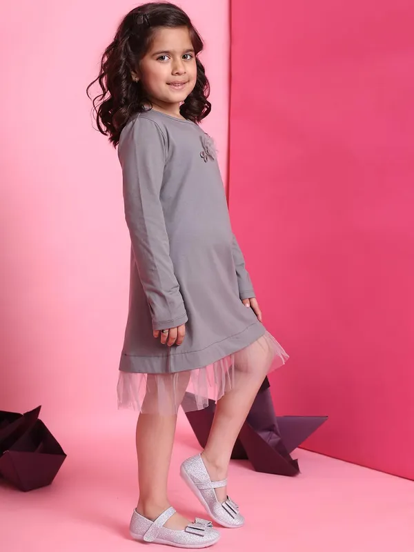 Grey_Cotton_Solid_Dress_For_Kids