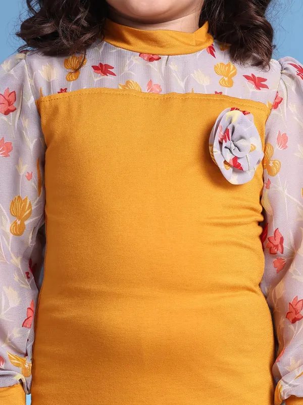 Mustard_Rayon_Solid_Dress_For_Kids