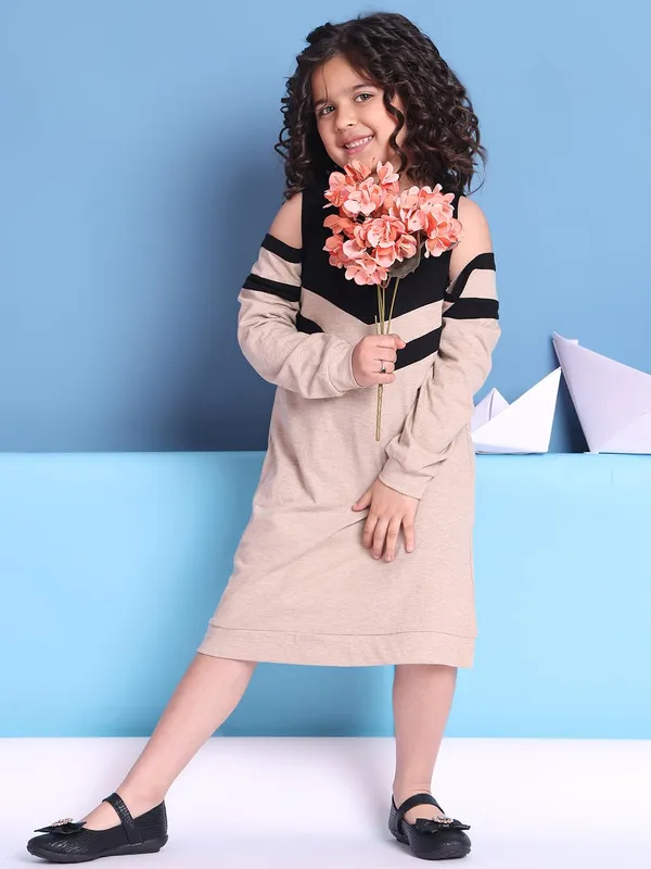 Beige_Cotton_Block_Print_Dress_For_Kids