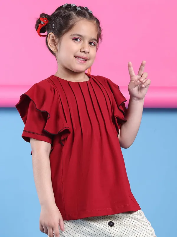 Red_Cotton_Solid_Top_For_Kids