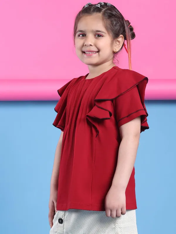 Red_Cotton_Solid_Top_For_Kids