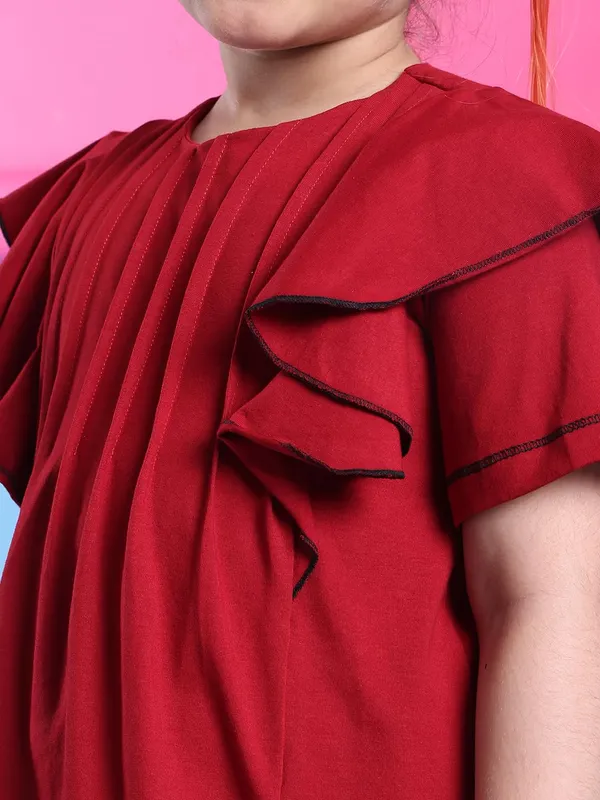 Red_Cotton_Solid_Top_For_Kids