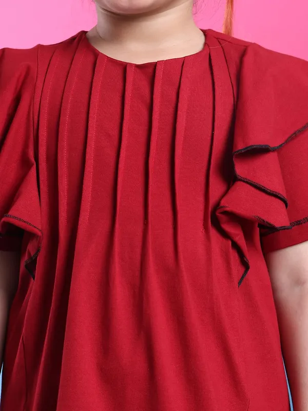 Red_Cotton_Solid_Top_For_Kids