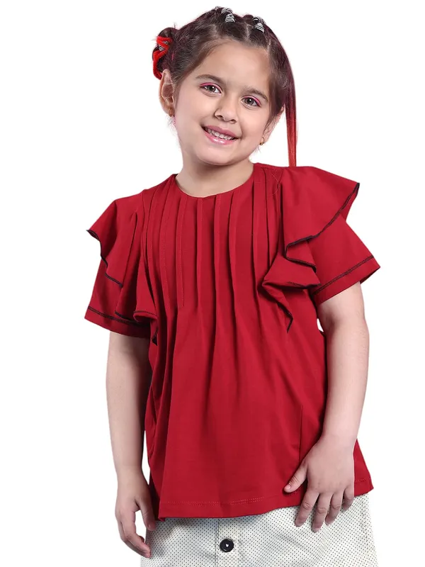 Red_Cotton_Solid_Top_For_Kids
