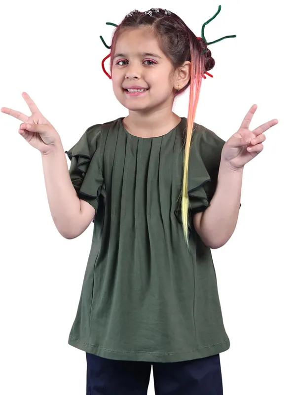 Olive_Cotton_Solid_Top_For_Kids