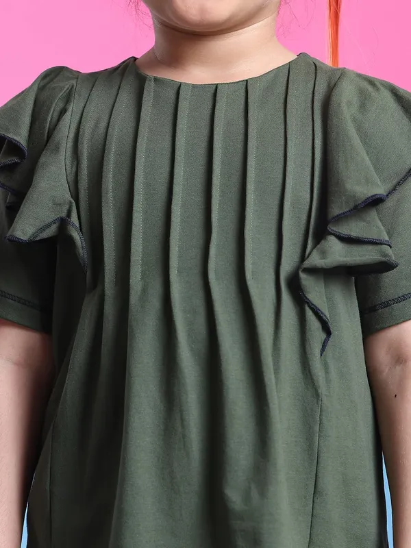 Olive_Cotton_Solid_Top_For_Kids