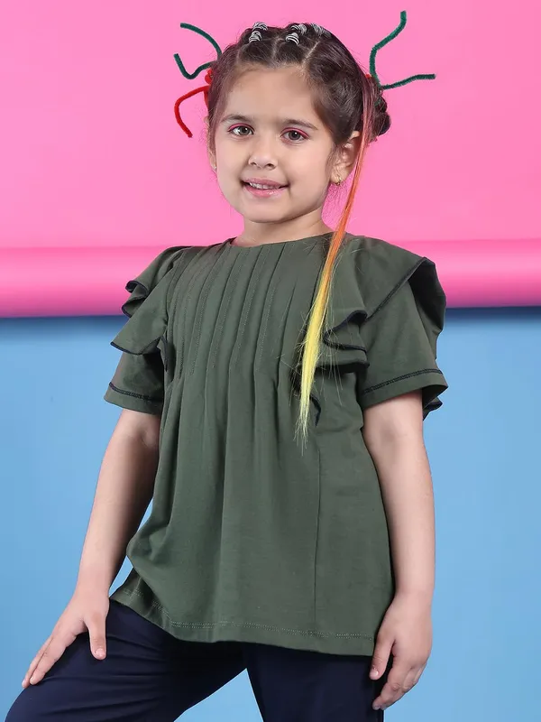 Olive_Cotton_Solid_Top_For_Kids
