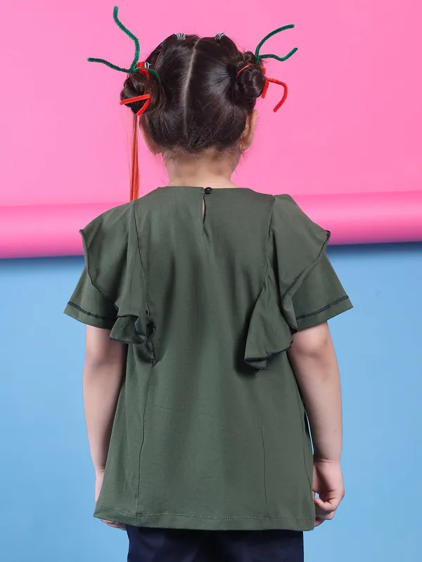 Olive_Cotton_Solid_Top_For_Kids
