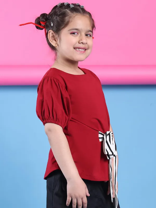 Red_Cotton_Solid_Top_For_Kids