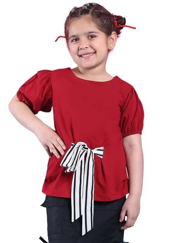 Red_Cotton_Solid_Top_For_Kids