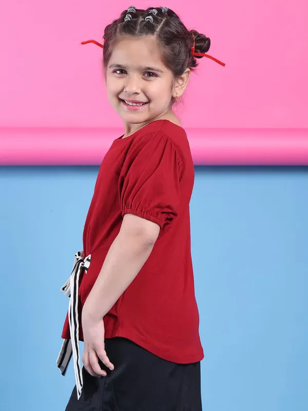 Red_Cotton_Solid_Top_For_Kids