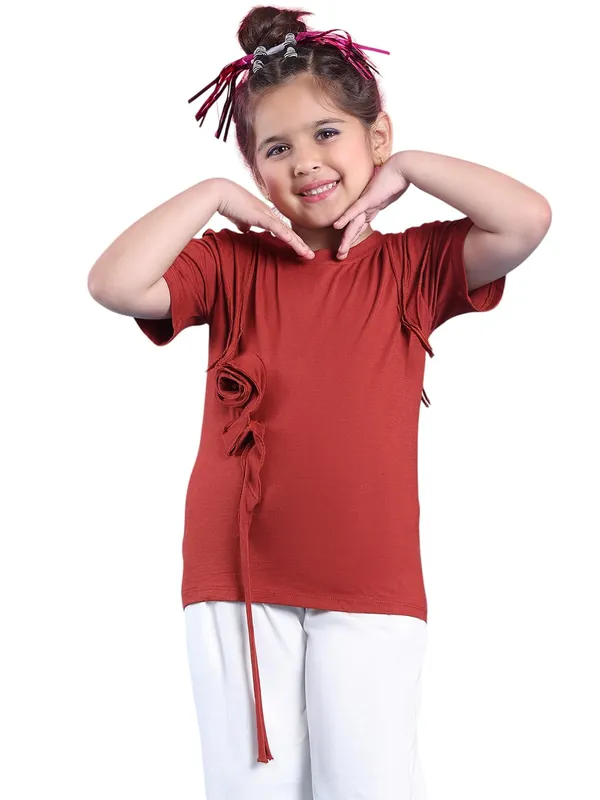 Rust_Viscose_Solid_Top_For_Kids